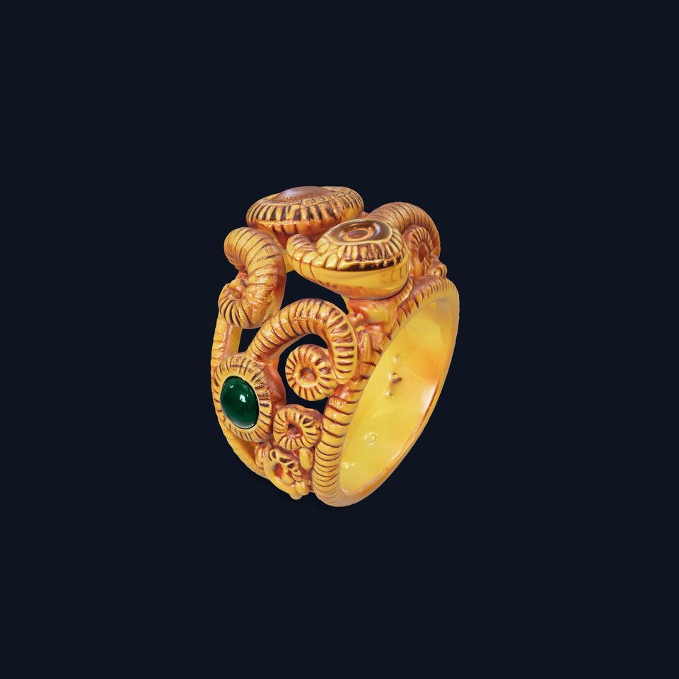 Intricate Gold Ring with Gemstone Model Pack